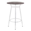 Lumisource Clara Round Bar Table in Vintage White Metal with Espresso Bamboo BT-CLARARN VWE